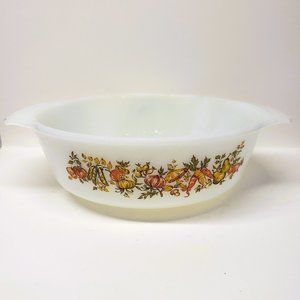 Anchor Hocking Fire King Vegetable Harvest Casserole 436 Milk Glass Vintage USA